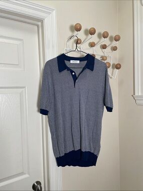 Gran Sasso - Classic Old Money Short Sleeve Polo - Blue / White - S